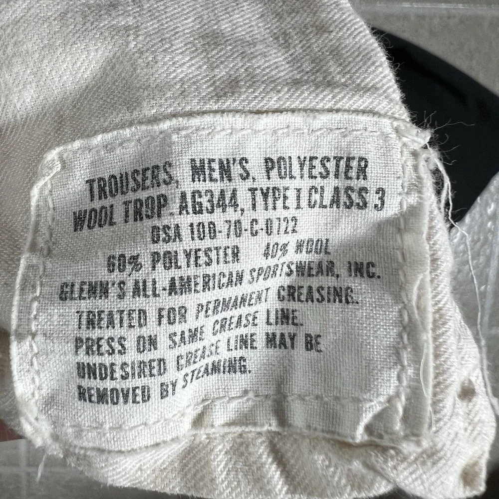 US Army Green Pants Wool Tropical‎ AG-344 Type I Class 3 - Picture 5 of 9